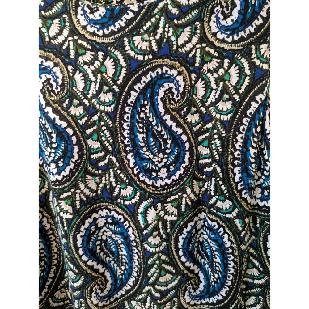 Tommy Hilfiger Womens Paisley Sleeveless‎ Ruffle Hem Shift Dress Blue Green - Picture 3 of 7